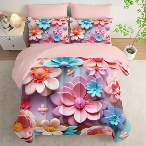 Pink Floral Comforter Set Queen 7 Piece