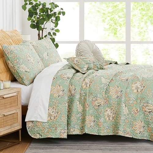 Southshore Oversized King Quilt Bedding Set 7-Pieces Sage Green