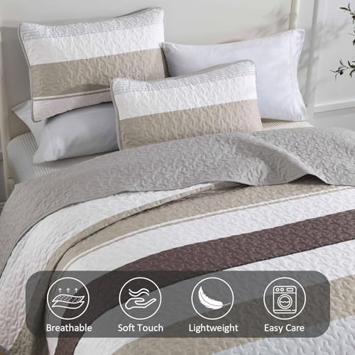 Dinjoy Grey King Size Quilt Set with 3 Pieces