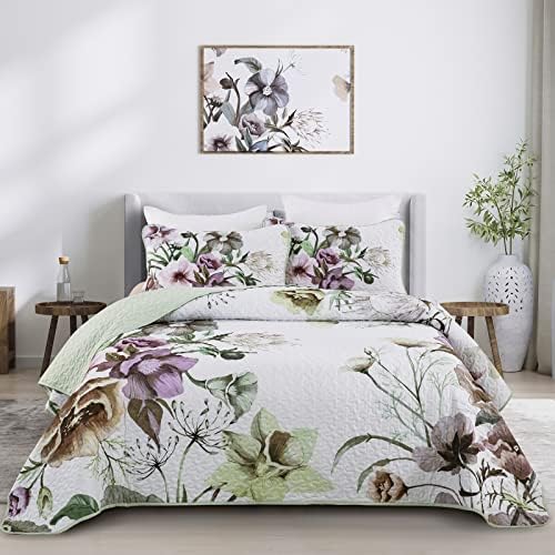 Drucon Floral Quilt Set Queen 3 Piece