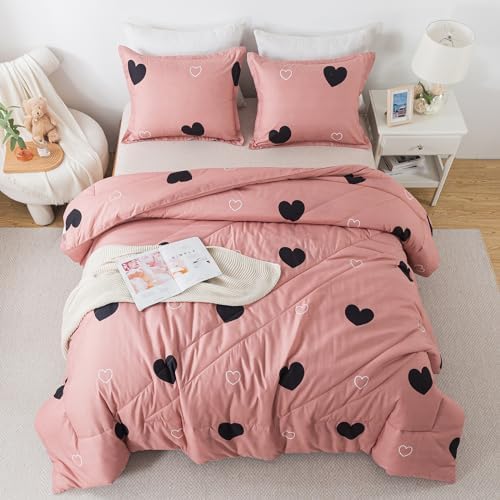 Love Pattern Cameo Brown Comforter Set 3 Piece