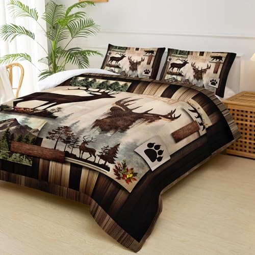 Black Deer Comforter Set Full Size with 2 Pillow Cases
