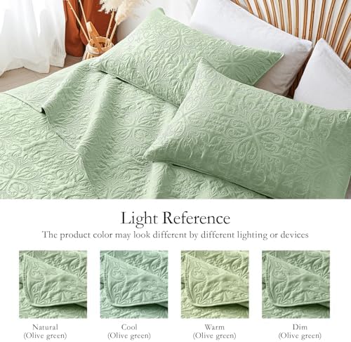 Akkialla Twin Quilt Bedding Set Light Green