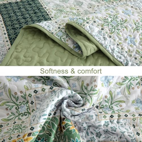 Xruibed Plaid Patchwork Quilt Set Queen 3 Pieces