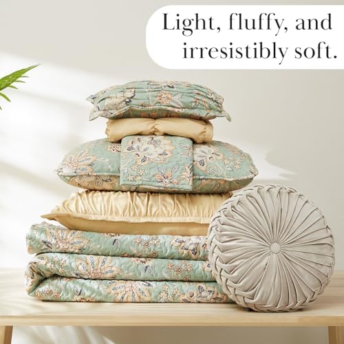 Southshore Oversized King Quilt Bedding Set 7-Pieces Sage Green