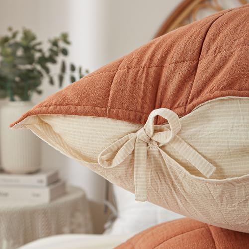 Cotton Quilt Bed Spreads 3-Piece Set Queen Burnt Orange
