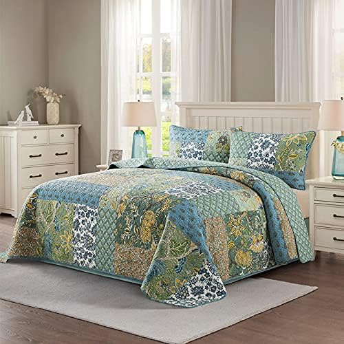 NEWLAKE Cotton Patchwork Bedspread 3-Piece Set