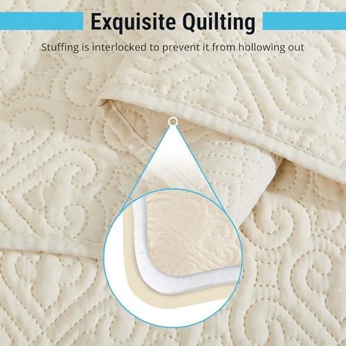 HLCME Lorenzo 3-Piece King Quilt Set Beige