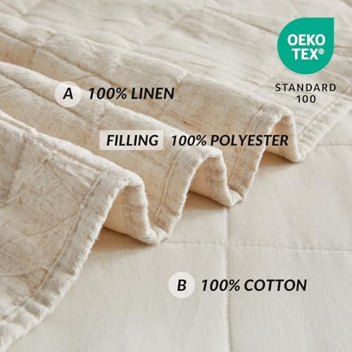 WARMDERN Linen Cotton Quilt Set King Size
