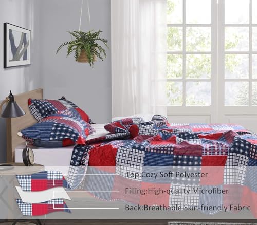 Jessy Home Plaid Quilt Set King Size Bedspread Coverlet