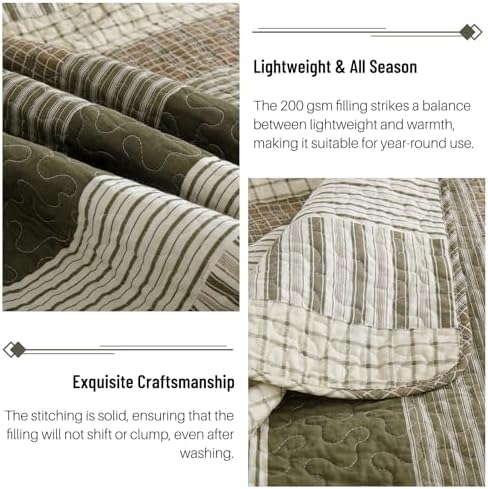 CozyQQ Striped Farmhouse King Quilt Set