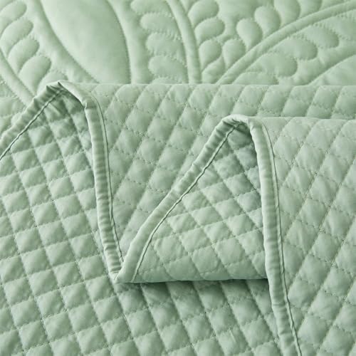 Cmfshape Oversize King Bedspread 128x120 Green Coin Pattern Quilt Set