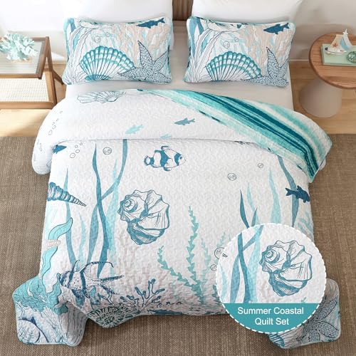 Coastal Quilts King Size 3 Piece Bedding Set