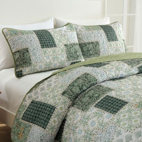 Xruibed Plaid Patchwork Quilt Set Queen 3 Pieces