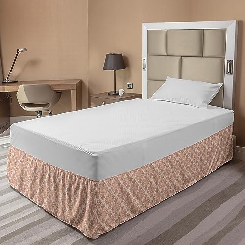 Lunarable Abstract Elastic Bed Skirt Pale Peach Almond