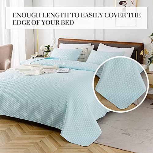HENGWEI Queen Size Lightweight Blue Bedspread Set