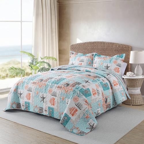 Travan Coastal Quilt Queen Size Set