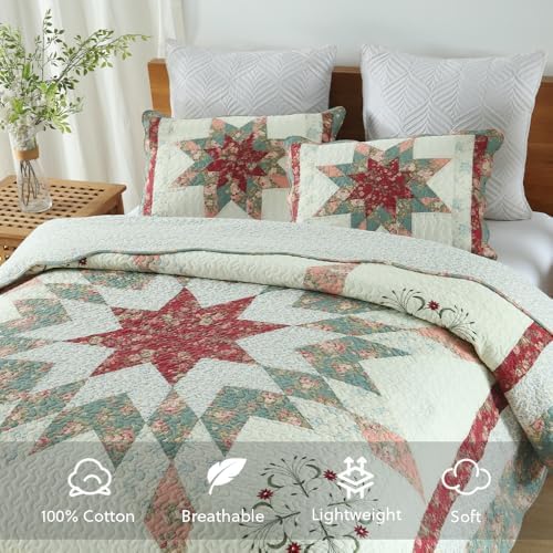 Cotton Bedspread Quilt Set 3 Piece Reversible King Size
