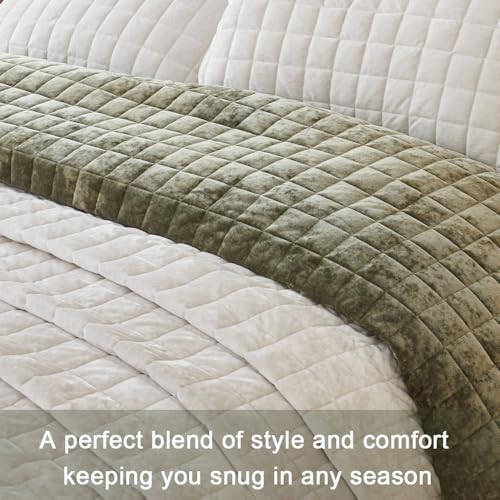 Velvet Quilt Oversized King Size 120x128 Cream White