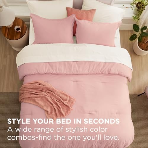 Bedsure 7-Piece Pink Comforter Set for All Seasons