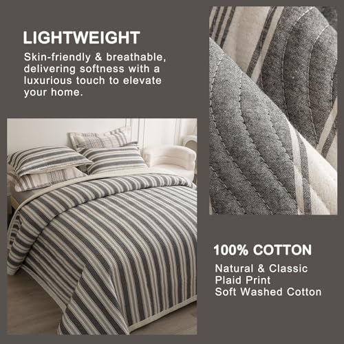 Cotton Striped Quilt Set 3 Piece King Size Reversible