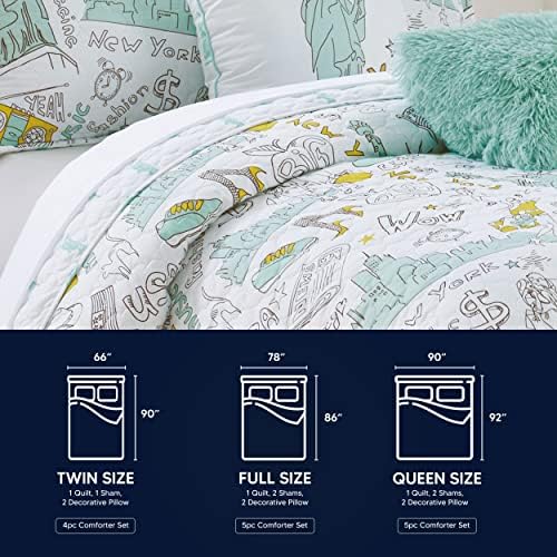 Chic Home New York 5 Piece Reversible Quilt Set - Purple