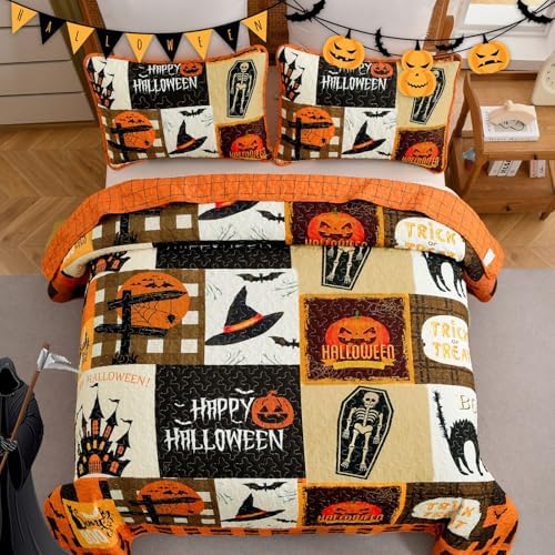 Luxudecor Halloween Quilt Set King Size