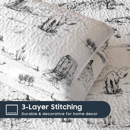 Wake In Cloud Western Quilt Set King Size 3-Piece