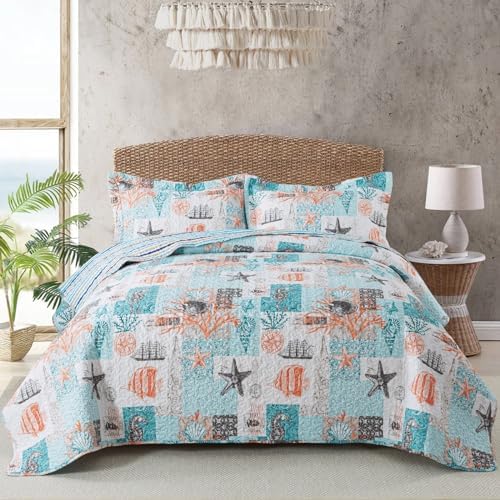 Travan Coastal Quilt Queen Size Set