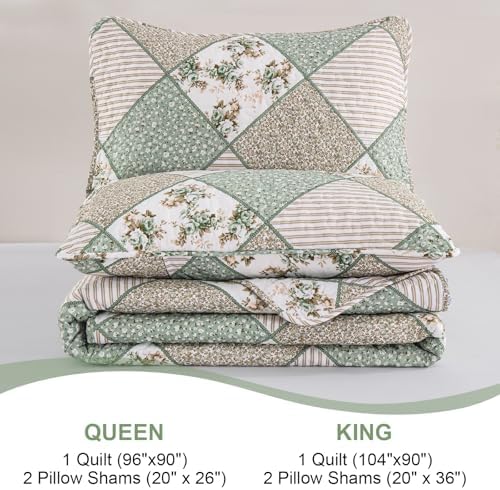 Menghomeus Sage Green Queen Quilt Set