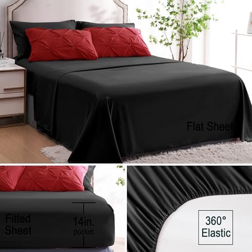 Ubauba 7pc Full Size Comforter Set Red Black
