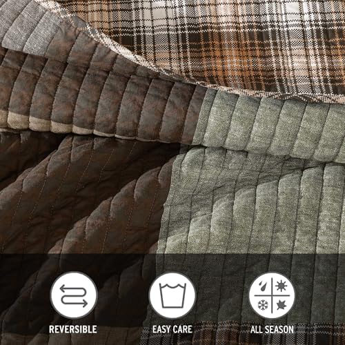 Eddie Bauer King Quilt Set - Classic Patchwork Green