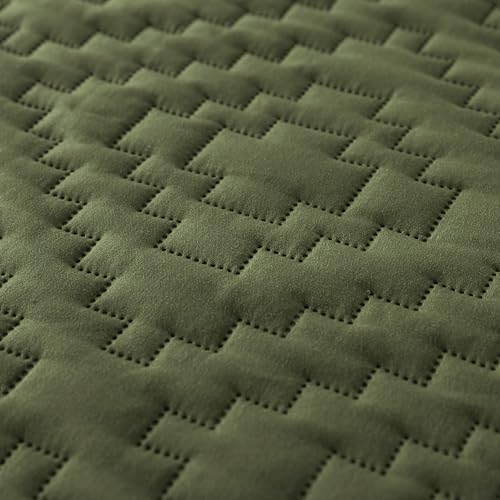 Olive Green Queen Quilt Set with Pillow Shams 3 Piece