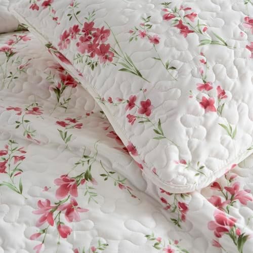 Floral Queen Quilt Set 3PCS Microfiber Bedding