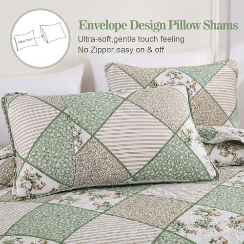 Menghomeus Sage Green Queen Quilt Set