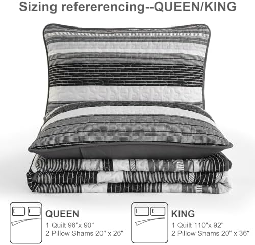 Djoymock King Size Striped Patchwork Quilt Set