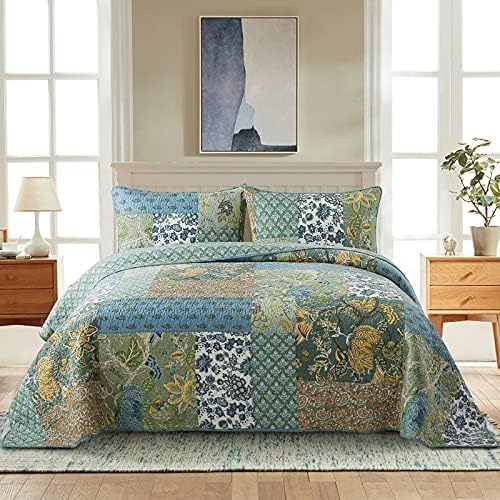 NEWLAKE Cotton Patchwork Bedspread 3-Piece Set