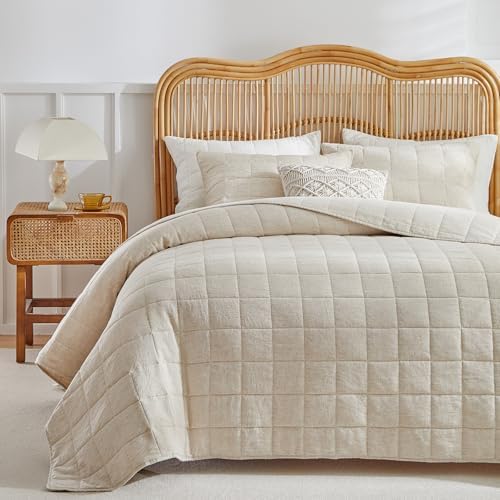 WARMDERN Linen Cotton Quilt Set King Size