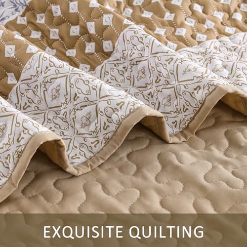 Wongs Brown Bohemian Stripe Quilt King Size Set