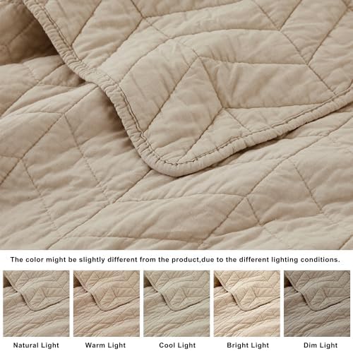 Palassio Dark Beige Cotton Quilt Set for King Size Bed