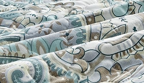 Grand Linen King Quilt Set with Paisley Design