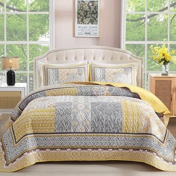 WONGS BEDDING Yellow Quilt Set Full Size