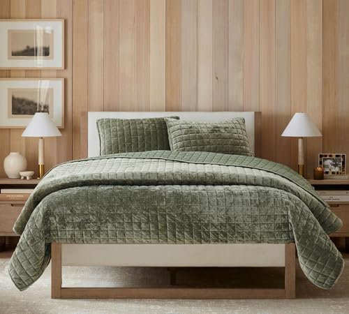 LR Rocaloca Velvet Quilt Set Army Green California King