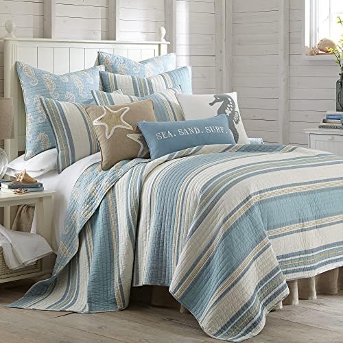 Levtex Home Blue Maui Quilt Set - Striped Coastal Design