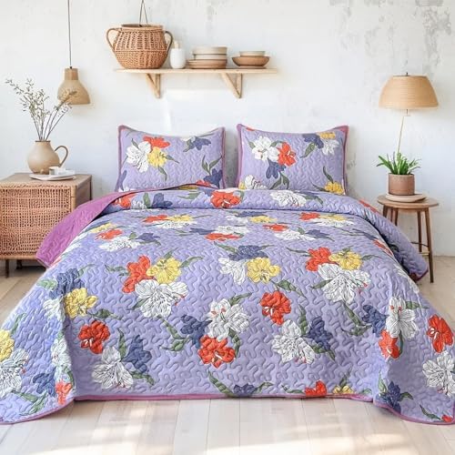 Heymybed Floral Quilt Set Queen Size 3 Piece