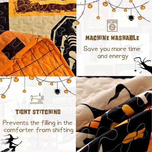 Luxudecor Halloween Quilt Set King Size
