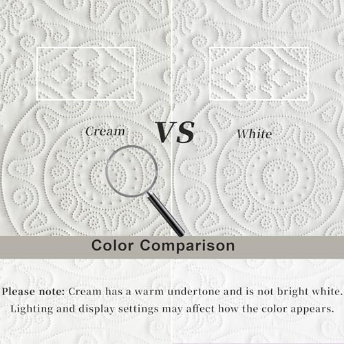 WURUIBO Cream White Quilt Set Queen Size 1