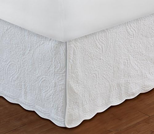 Greenland Home Paisley Quilted Bed Skirt Full White