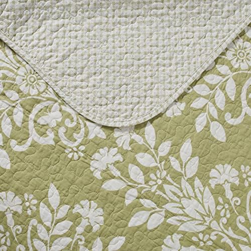 Laura Ashley Queen Quilt Set with Shams Reversible Cotton Bedding