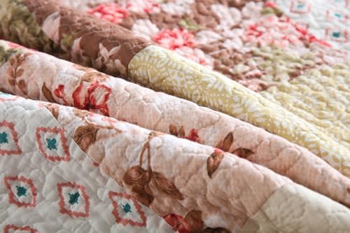 Travan Luxury Rose Patchwork Quilt Set Queen